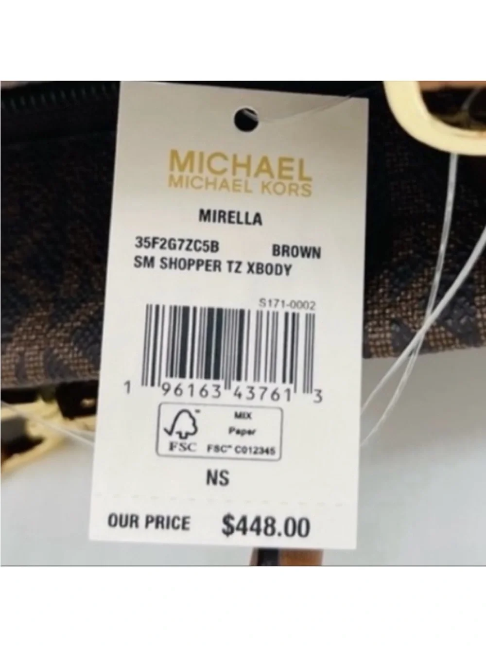 New Michael Kors Mirella Small Crossbody Tote Bag Brown